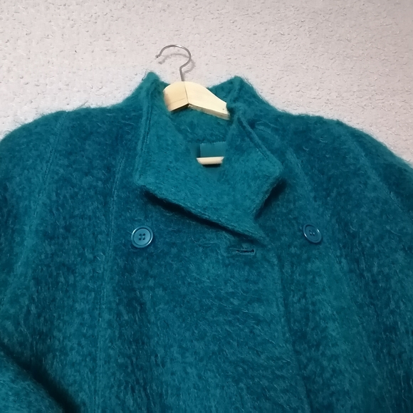 Vintage Paul Levy Mohair Wool Coat in Teal Blue. - Picture 16 of 16